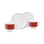 SMEG espresso cup and saucer set in red, two cups in front of their saucers