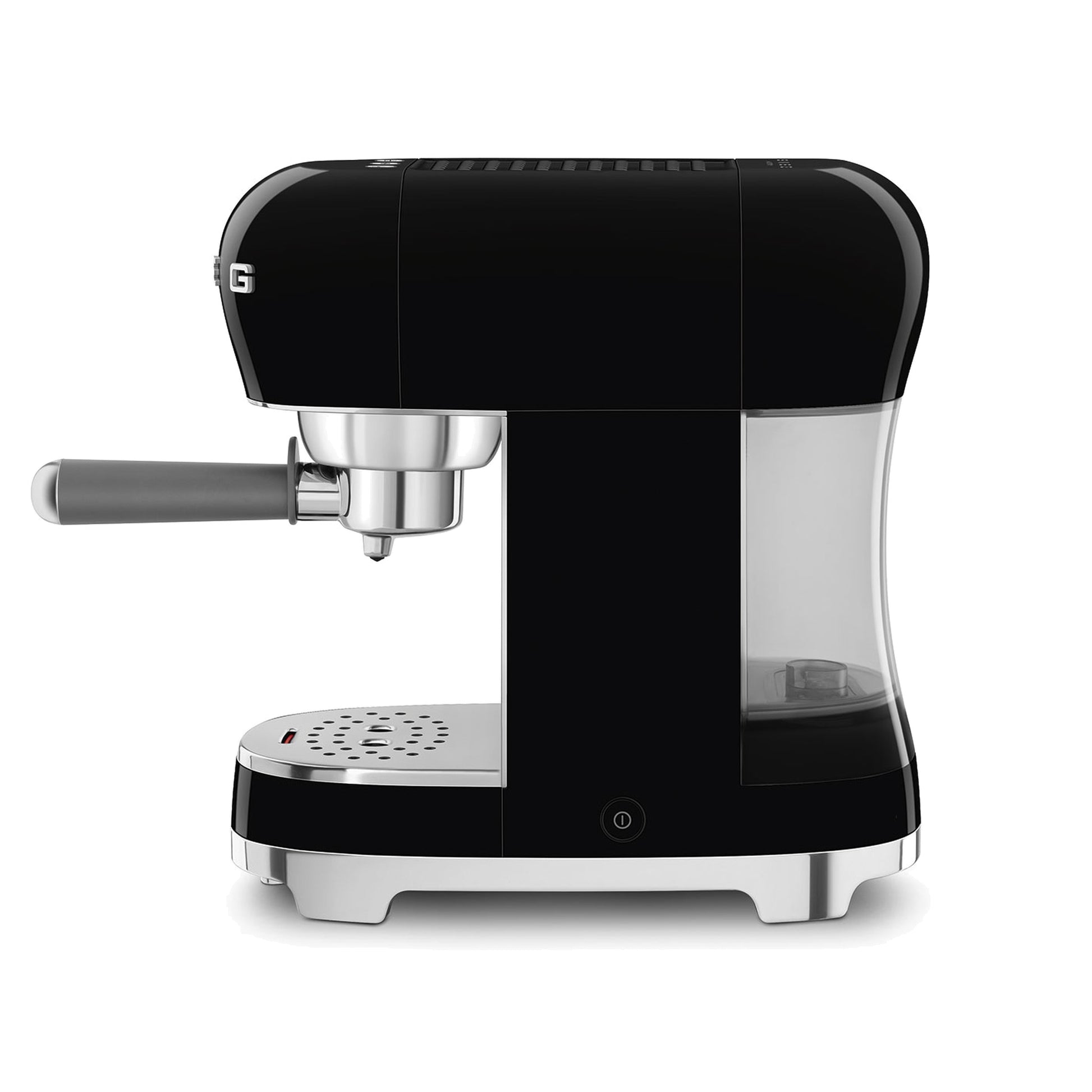 Smeg Manual Espresso Coffee Machine ECF00BLUS in black, side profile