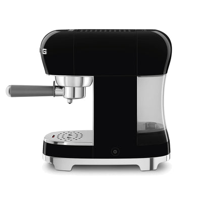 Smeg Manual Espresso Coffee Machine ECF00BLUS in black, side profile