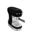 Smeg Manual Espresso Coffee Machine ECF00BLUS in black, three-quarter front-right view close