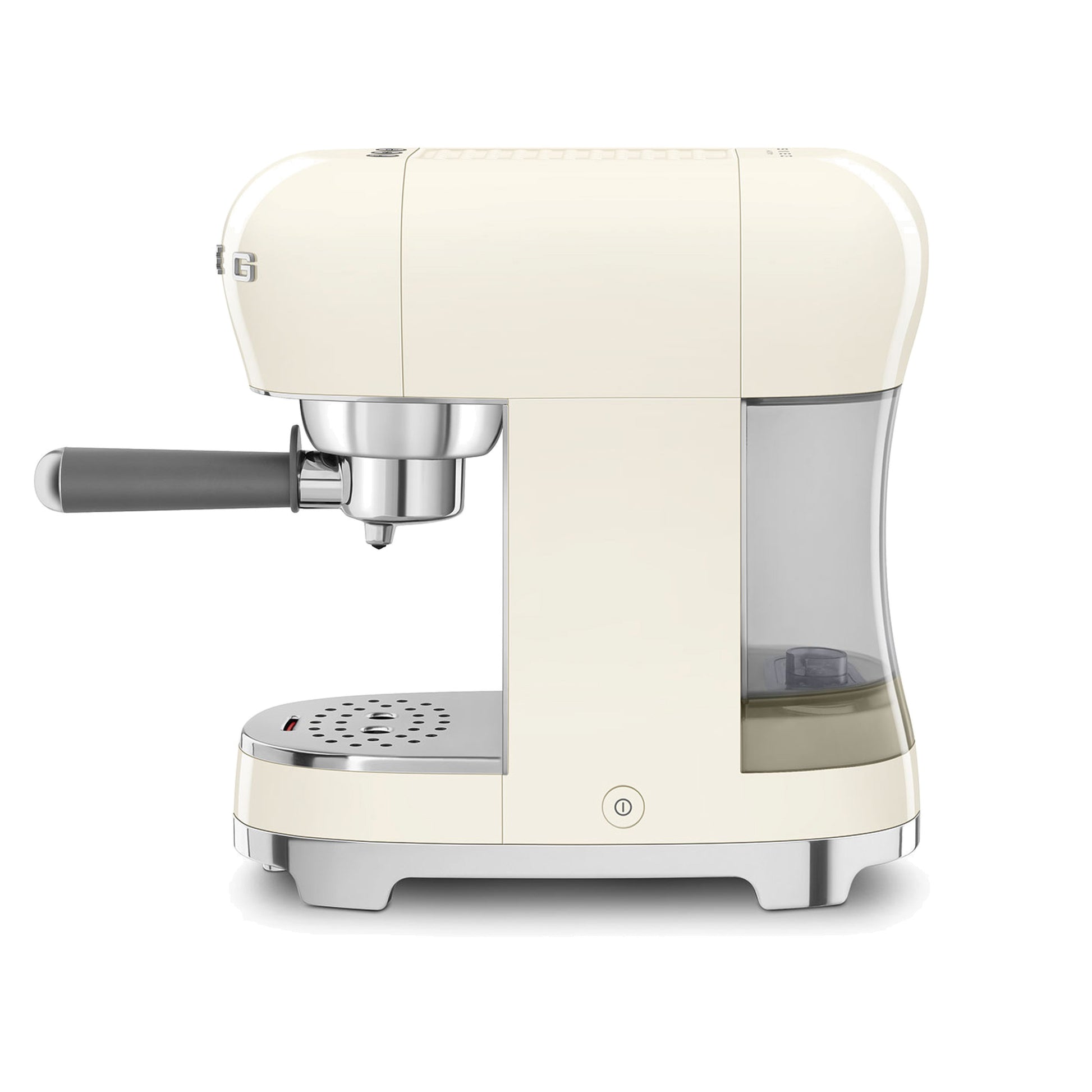 Smeg Manual Espresso Coffee Machine ECF00CRUS in cream, side profile