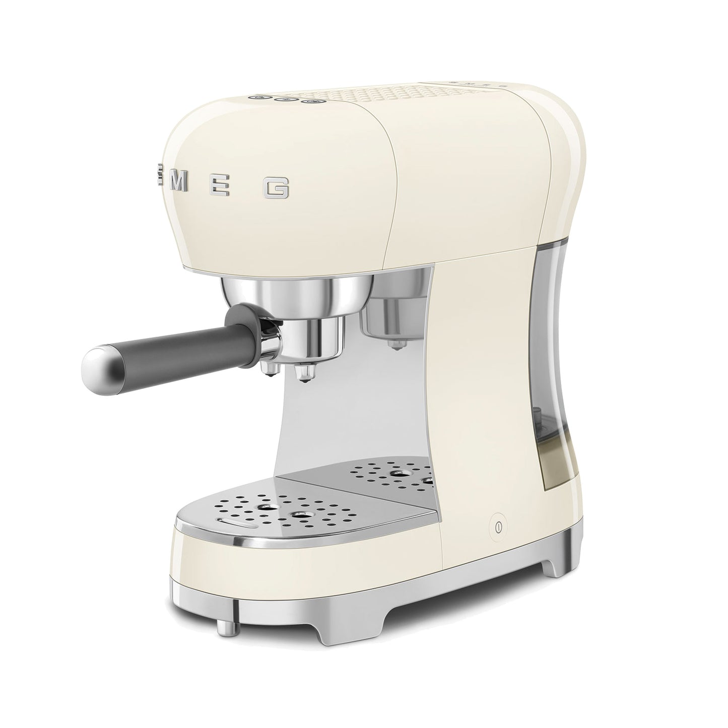 Smeg Manual Espresso Coffee Machine ECF00CRUS in cream, close three-quarter front view
