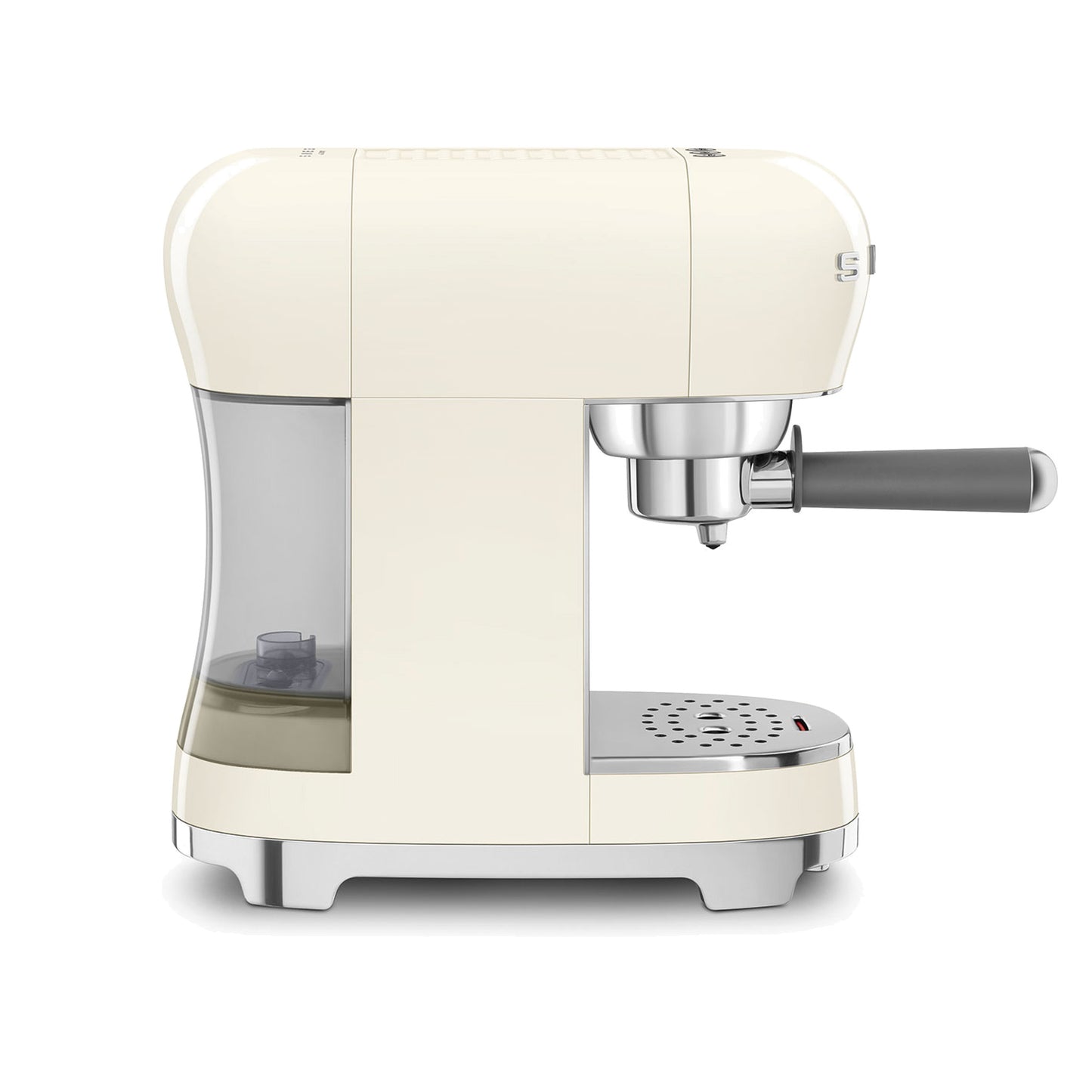 Smeg Manual Espresso Coffee Machine ECF00CRUS in cream, three-quarter front-right view