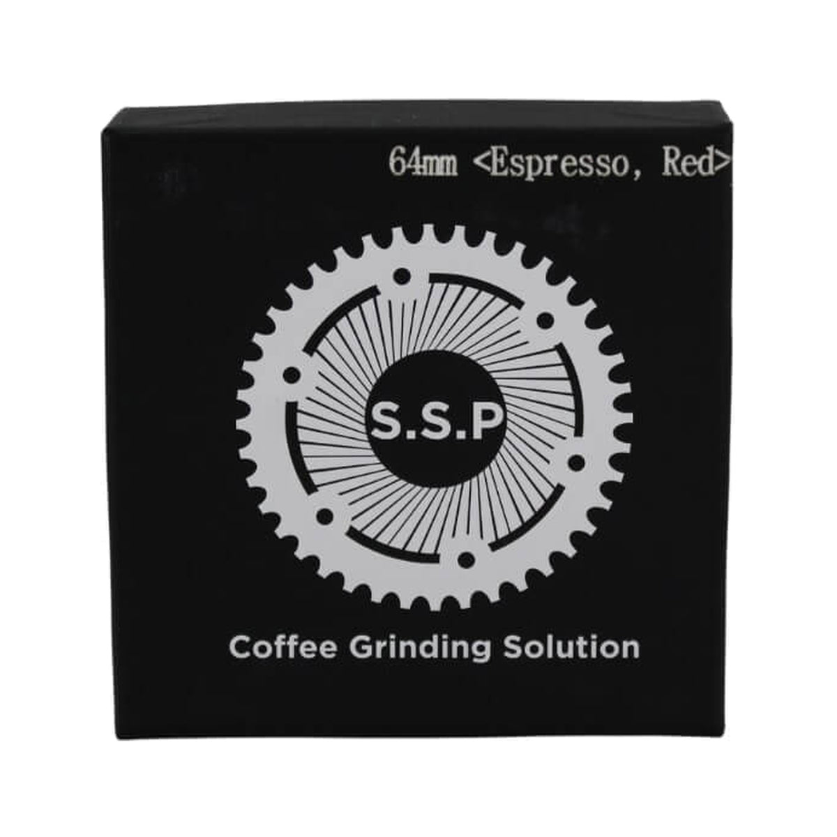 SSP 64mm Flat Burrs in red speed, retail packaging