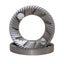 SSP 65mm Flat Burrs in silver knight, front view