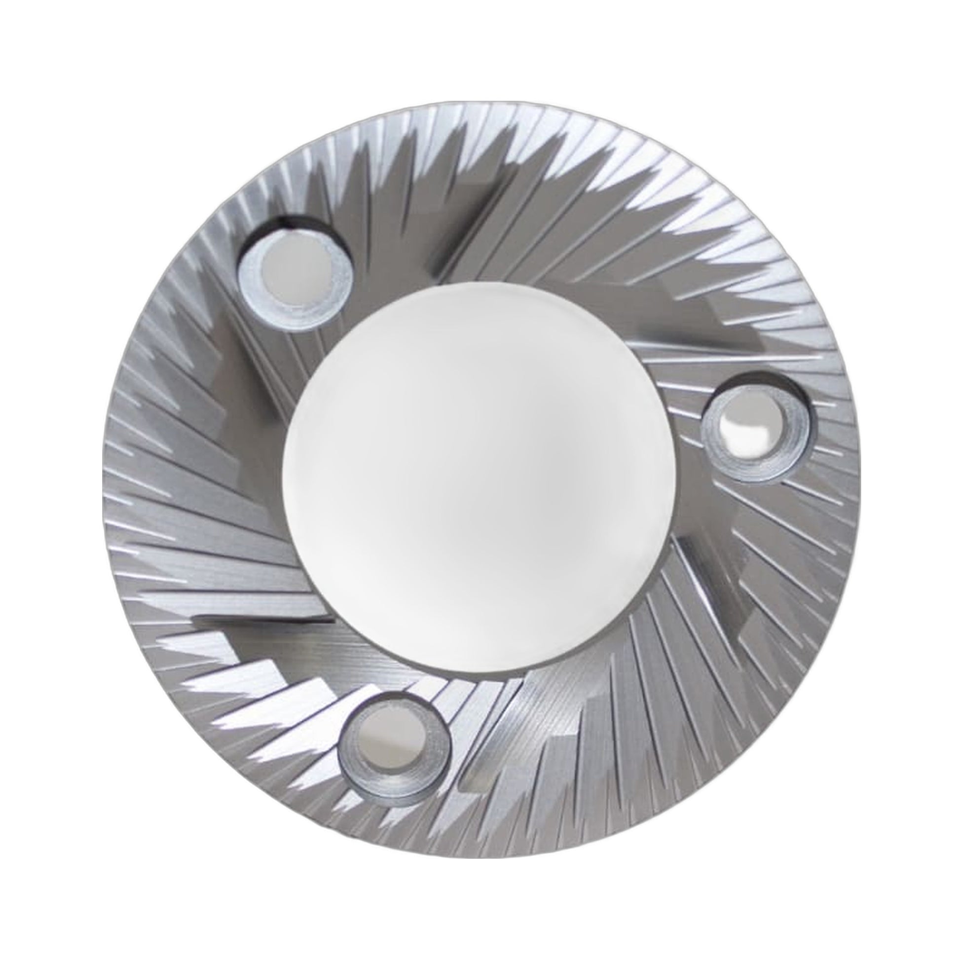 SSP 71mm Flat Burrs in silver knight, front view