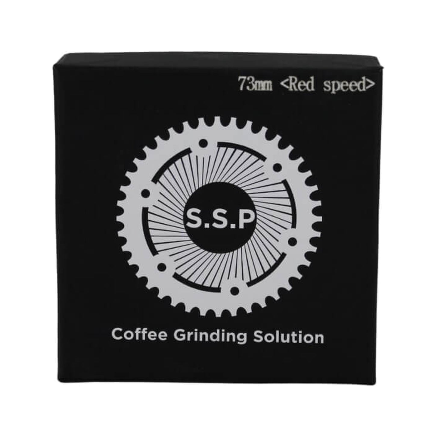 SSP 73mm Flat Burrs in red speed, retail packaging