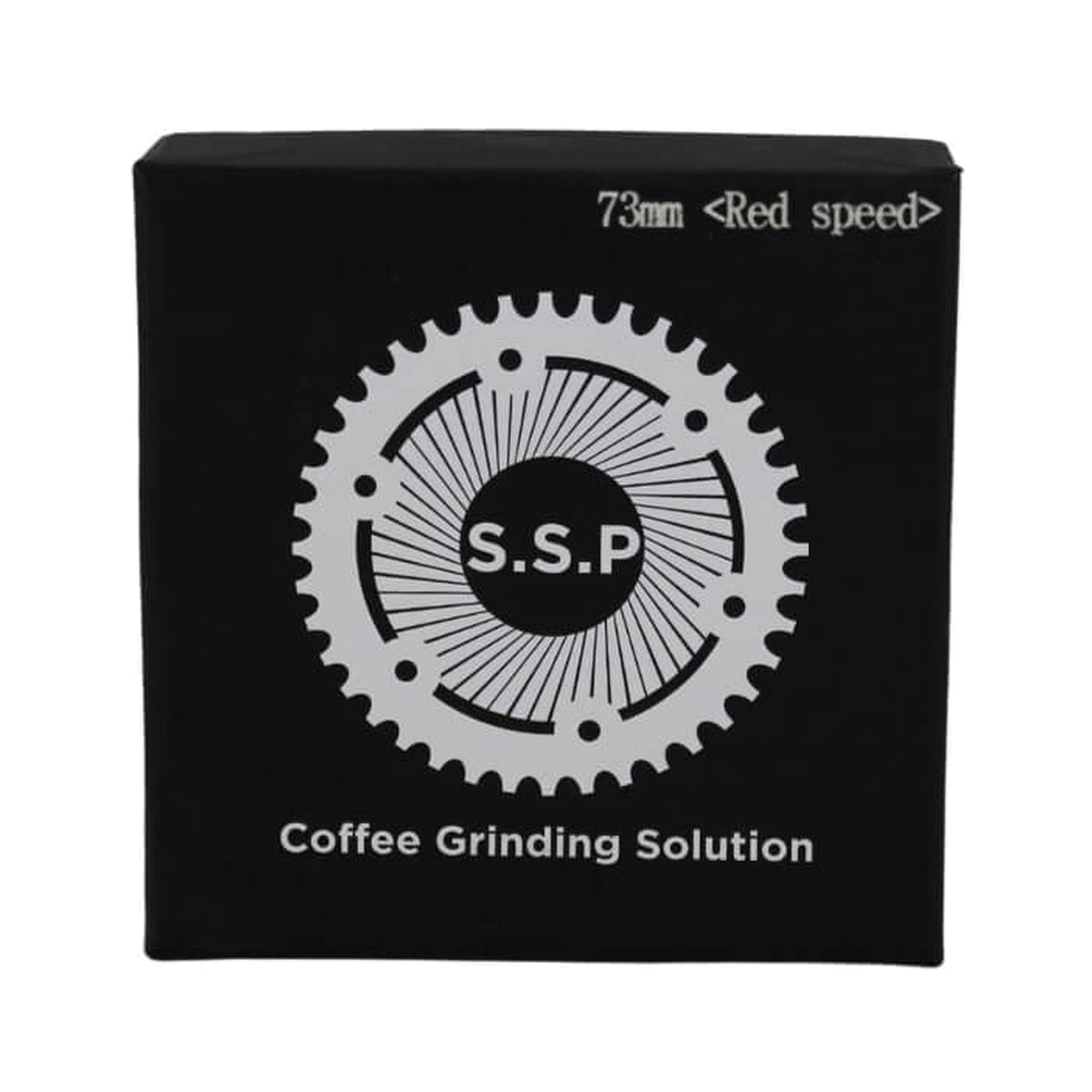 SSP 73mm Flat Burrs in red speed, retail packaging