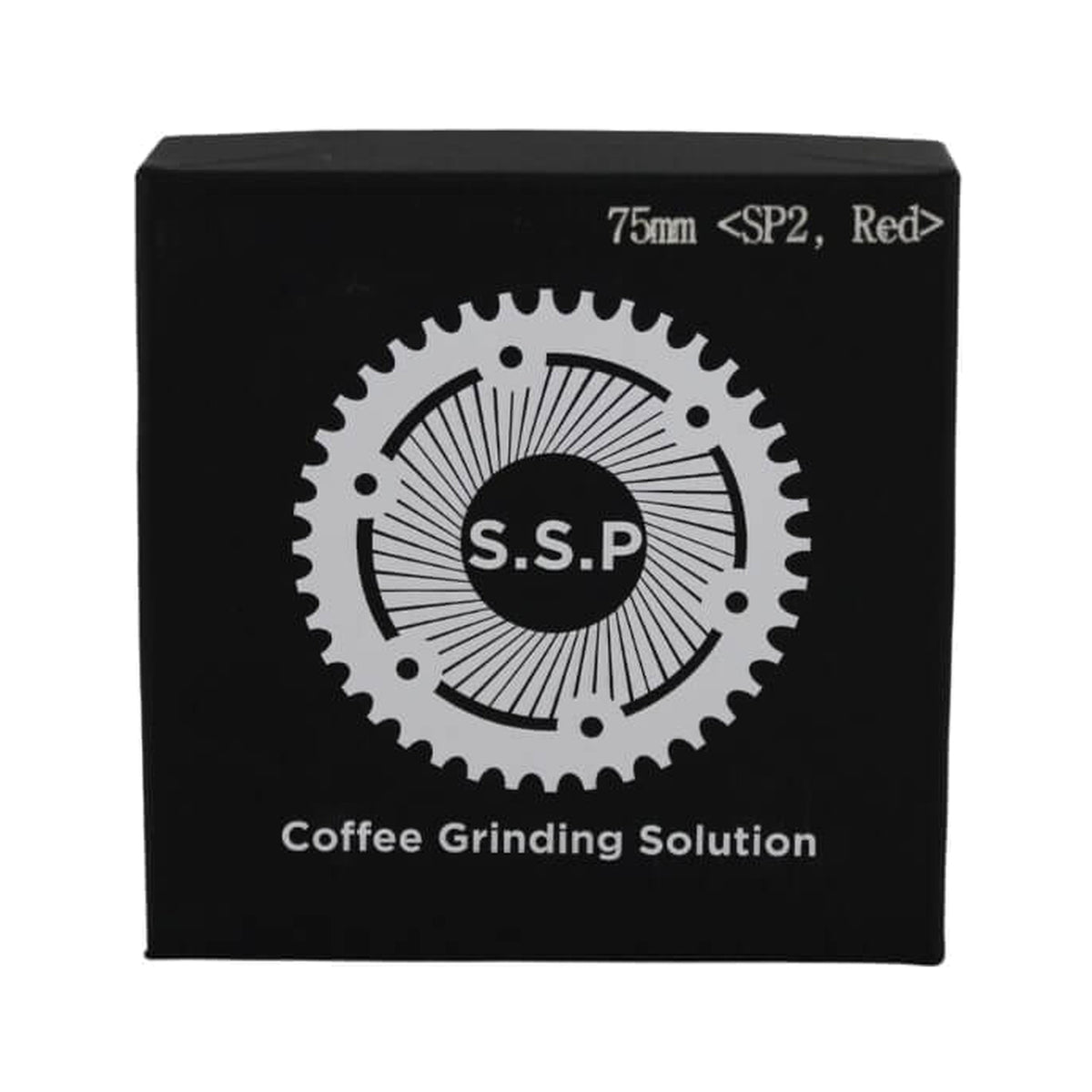 SSP 75mm Flat Burrs in red speed, retail packaging