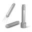 Subminimal Flick WDT tool in silver, shown open, closed and standing in its base