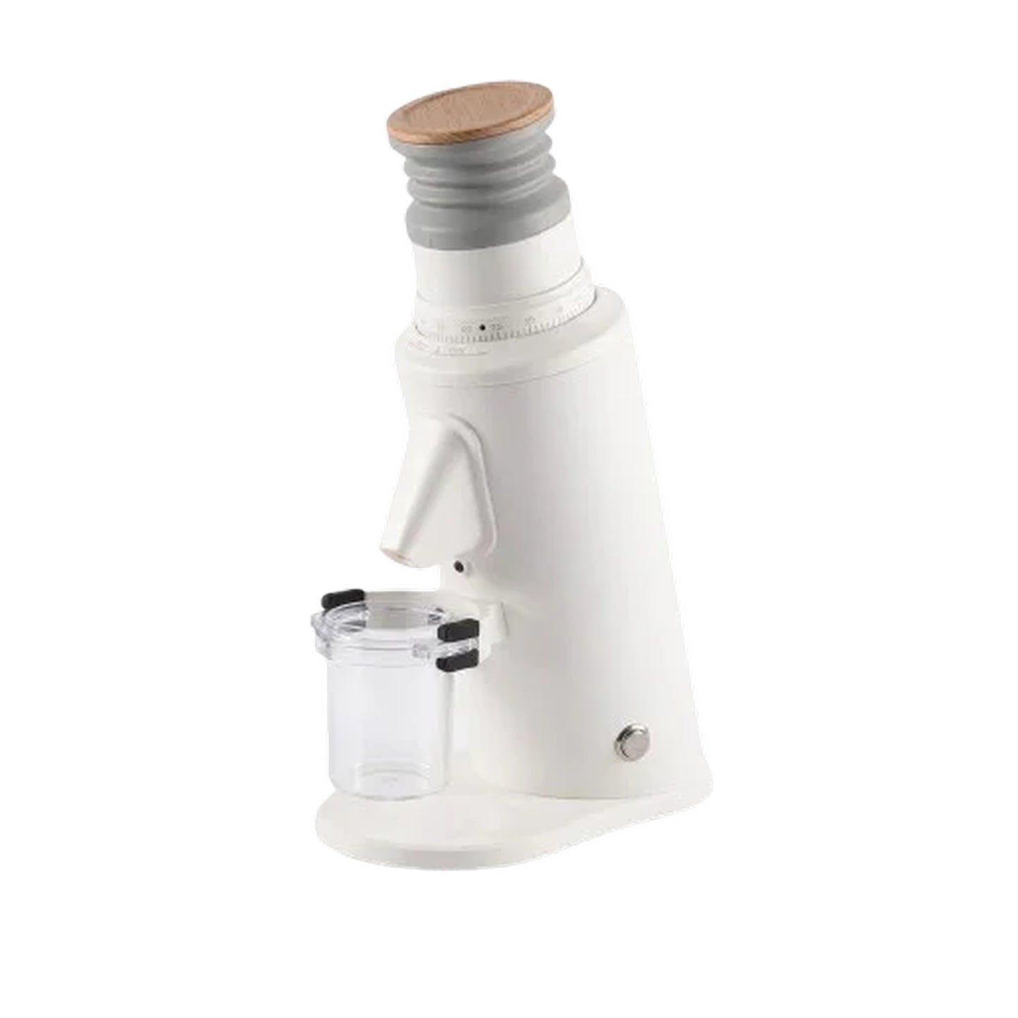 T58 Single Dose Coffee Grinder With Flat Burrs in white, 3/4 angle