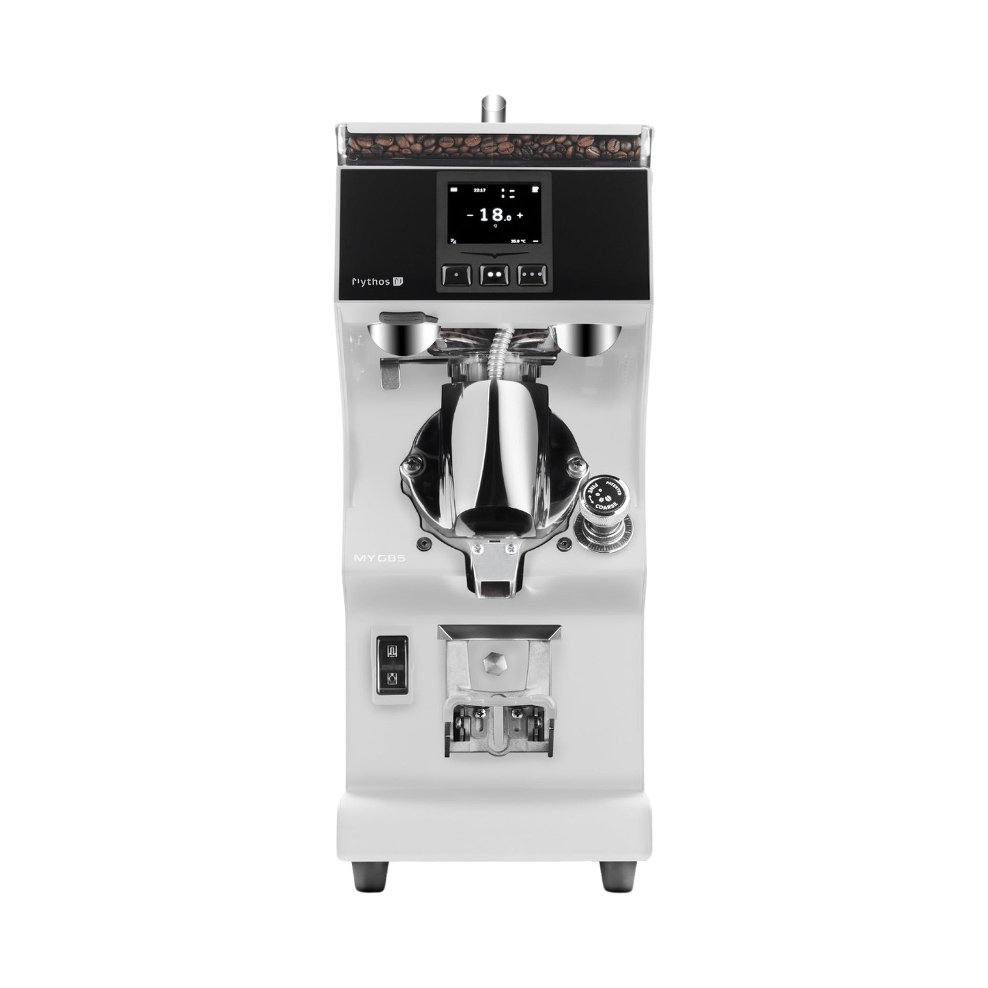Victoria Arduino Mythos MyG75 Commercial Espresso Grinder in matte white, detail